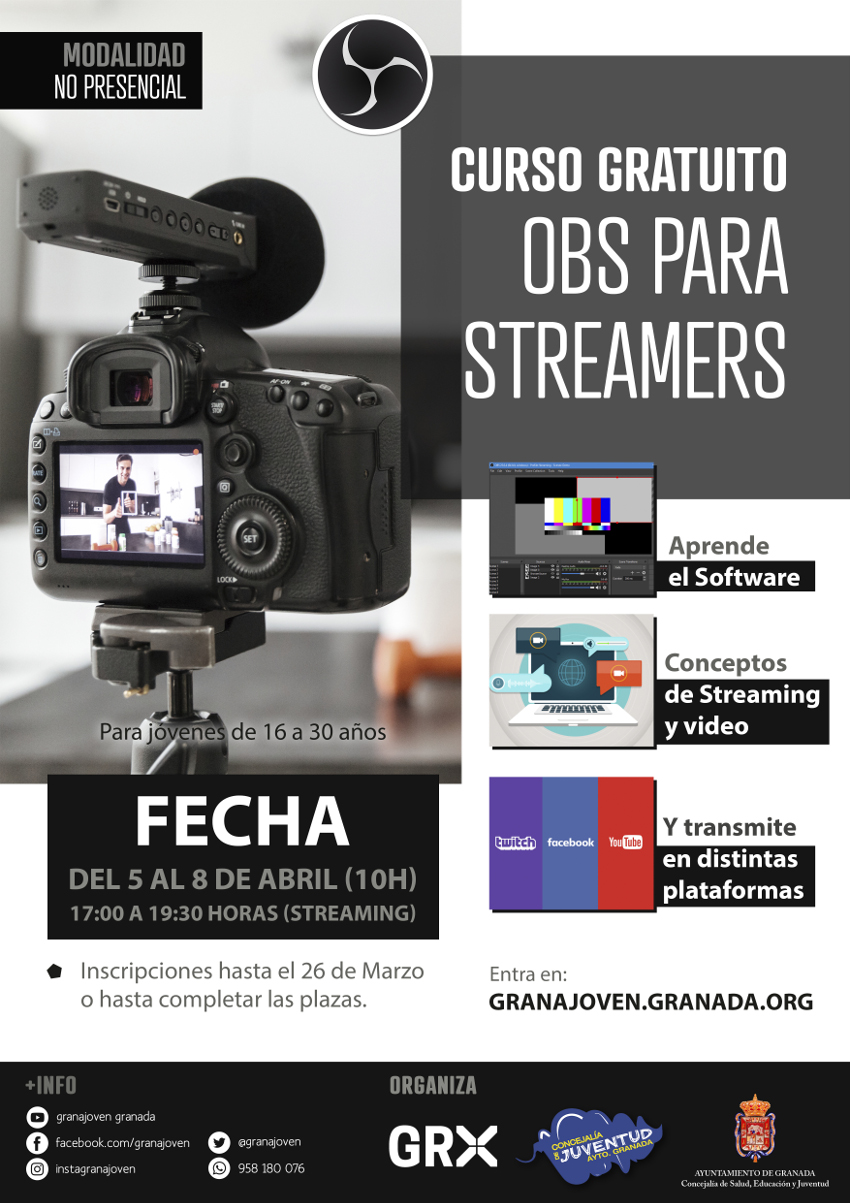 Curso gratuito online “OBS PARA STREAMERS”. 